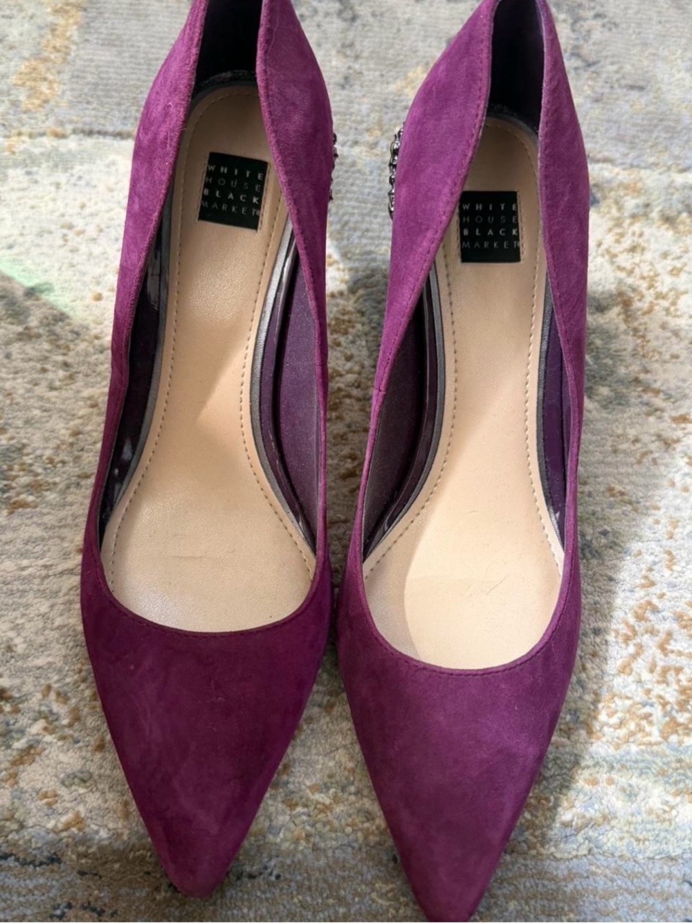 White House Black Market Plum Suede Pointed Toe Pumps